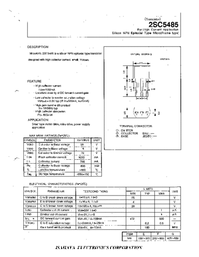 Isahaya 2sc5485  . Electronic Components Datasheets Active components Transistors Isahaya 2sc5485.pdf