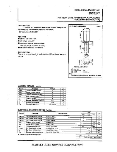 Isahaya 2sc3247  . Electronic Components Datasheets Active components Transistors Isahaya 2sc3247.pdf