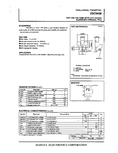 . Electronic Components Datasheets 2sc3438  . Electronic Components Datasheets Active components Transistors Isahaya 2sc3438.pdf