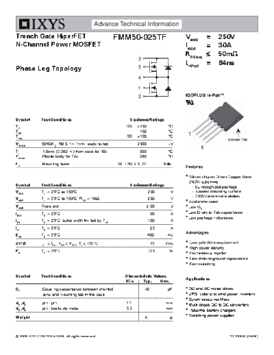 Ixys fmm50-025tf  . Electronic Components Datasheets Active components Transistors Ixys fmm50-025tf.pdf