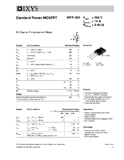 Ixys irfp450  . Electronic Components Datasheets Active components Transistors Ixys irfp450.pdf