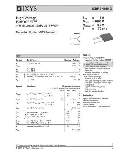 . Electronic Components Datasheets ixbf9n160g  . Electronic Components Datasheets Active components Transistors Ixys ixbf9n160g.pdf