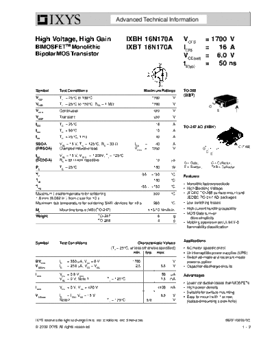 Ixys ixbh16n170a ixbt16n170a  . Electronic Components Datasheets Active components Transistors Ixys ixbh16n170a_ixbt16n170a.pdf