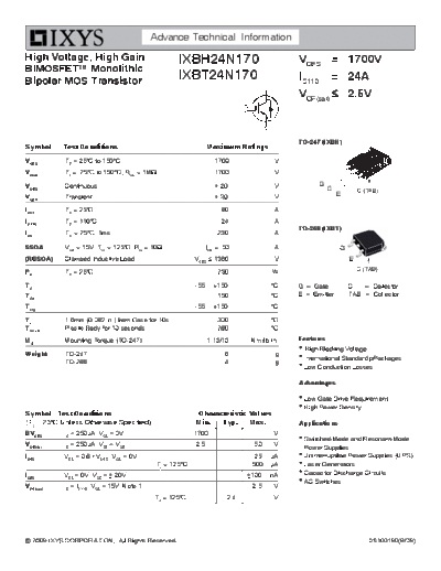 Ixys ixbh24n170 ixbt24n170  . Electronic Components Datasheets Active components Transistors Ixys ixbh24n170_ixbt24n170.pdf