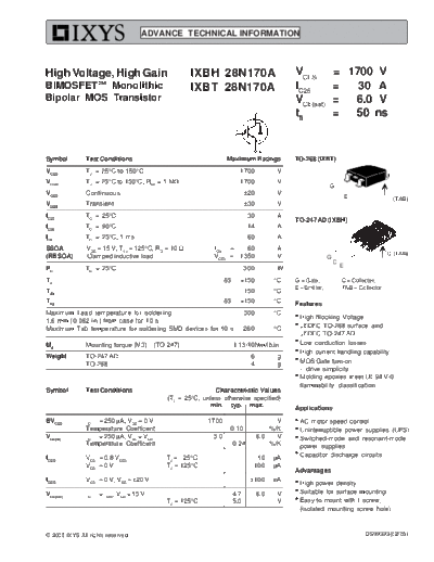 Ixys ixbh28n170a ixbt28n170a  . Electronic Components Datasheets Active components Transistors Ixys ixbh28n170a_ixbt28n170a.pdf