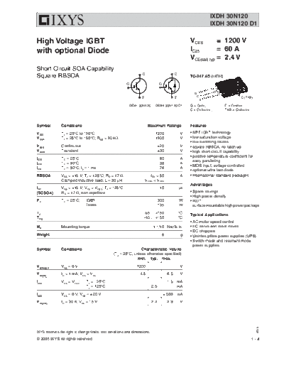 . Electronic Components Datasheets ixdh30n120  . Electronic Components Datasheets Active components Transistors Ixys ixdh30n120.pdf