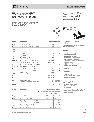 Ixys ixdn55n120d1  . Electronic Components Datasheets Active components Transistors Ixys ixdn55n120d1.pdf