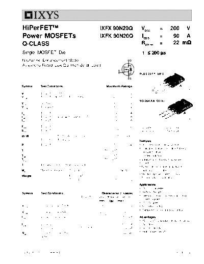 Ixys ixfx90n20q ixfk90n20q  . Electronic Components Datasheets Active components Transistors Ixys ixfx90n20q_ixfk90n20q.pdf