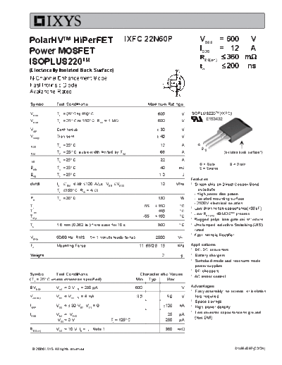 Ixys ixfc22n60p  . Electronic Components Datasheets Active components Transistors Ixys ixfc22n60p.pdf