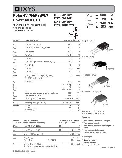 Ixys ixfh20n80p ixft20n80p ixfv20n80p  . Electronic Components Datasheets Active components Transistors Ixys ixfh20n80p_ixft20n80p_ixfv20n80p.pdf