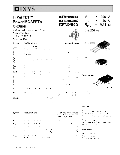 Ixys ixfh20n80q ixfk20n80q ixft20n80q  . Electronic Components Datasheets Active components Transistors Ixys ixfh20n80q_ixfk20n80q_ixft20n80q.pdf