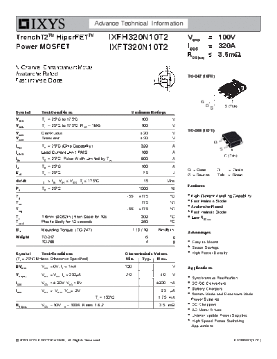 Ixys ixfh320n10t2 ixft320n10t2  . Electronic Components Datasheets Active components Transistors Ixys ixfh320n10t2_ixft320n10t2.pdf