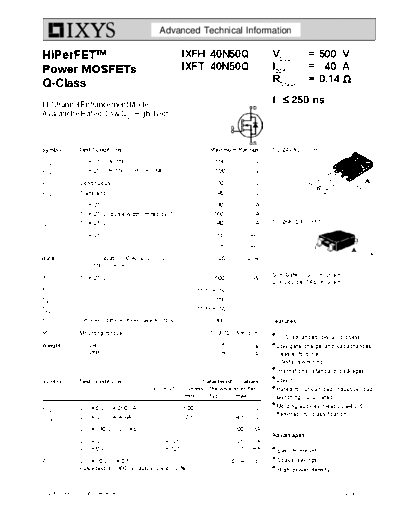 Ixys ixfh40n50q ixft40n50q  . Electronic Components Datasheets Active components Transistors Ixys ixfh40n50q_ixft40n50q.pdf