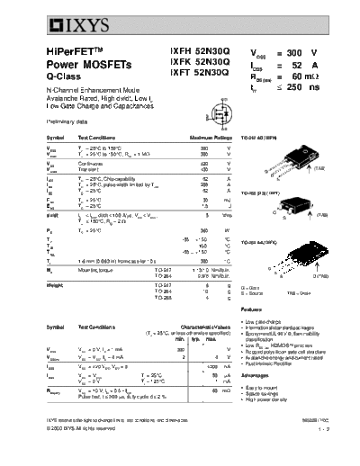 Ixys ixfh52n30q ixfk52n30q ixft52n30q  . Electronic Components Datasheets Active components Transistors Ixys ixfh52n30q_ixfk52n30q_ixft52n30q.pdf