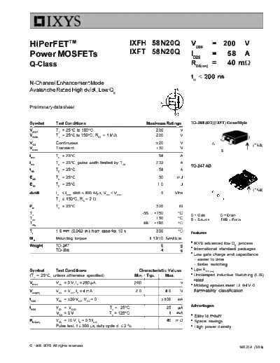 Ixys ixfh58n20q ixft58n20q  . Electronic Components Datasheets Active components Transistors Ixys ixfh58n20q_ixft58n20q.pdf