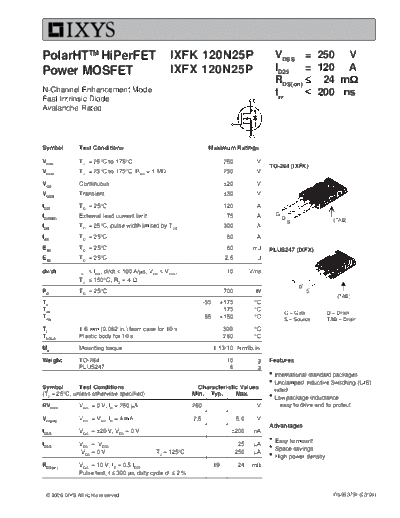 Ixys ixfk120n25p ixfx120n25p  . Electronic Components Datasheets Active components Transistors Ixys ixfk120n25p_ixfx120n25p.pdf
