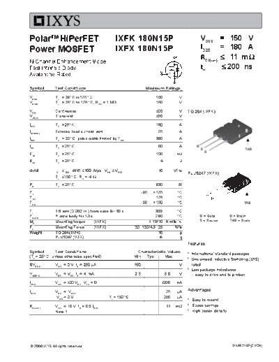 Ixys ixfk180n15p ixfx180n15p  . Electronic Components Datasheets Active components Transistors Ixys ixfk180n15p_ixfx180n15p.pdf