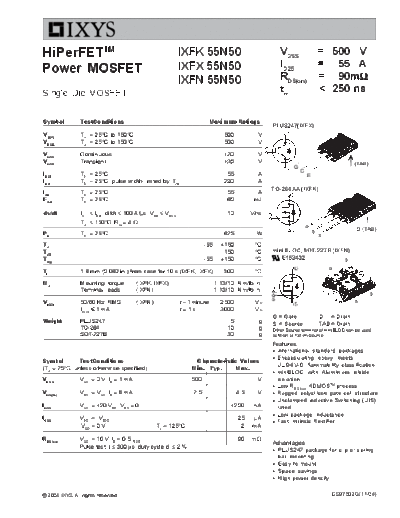 Ixys ixfk55n50 ixfx55n50 ixfn55n50  . Electronic Components Datasheets Active components Transistors Ixys ixfk55n50_ixfx55n50_ixfn55n50.pdf