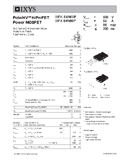 Ixys ixfk64n60p ixfx64n60p  . Electronic Components Datasheets Active components Transistors Ixys ixfk64n60p_ixfx64n60p.pdf