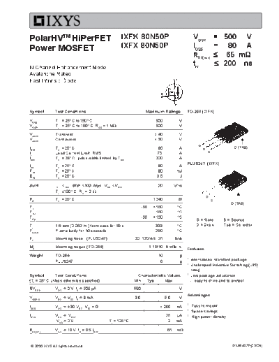 Ixys ixfk80n50p ixfx80n50p  . Electronic Components Datasheets Active components Transistors Ixys ixfk80n50p_ixfx80n50p.pdf