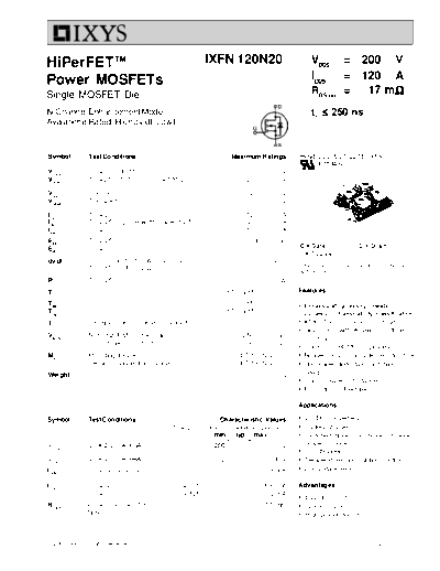 Ixys ixfn120n20  . Electronic Components Datasheets Active components Transistors Ixys ixfn120n20.pdf