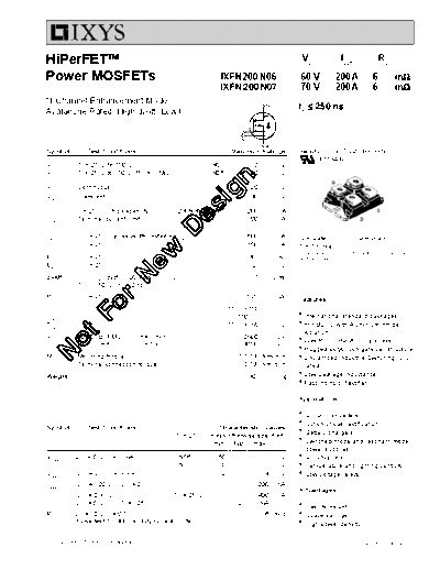 Ixys ixfn200n06 ixfn200n07  . Electronic Components Datasheets Active components Transistors Ixys ixfn200n06_ixfn200n07.pdf