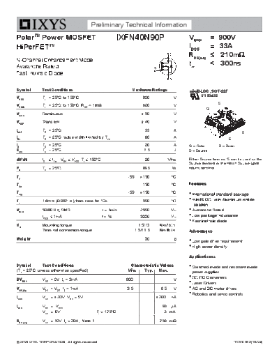 Ixys ixfn40n90p  . Electronic Components Datasheets Active components Transistors Ixys ixfn40n90p.pdf