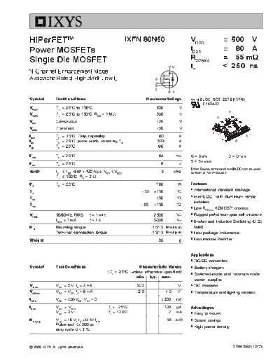 Ixys ixfn80n50  . Electronic Components Datasheets Active components Transistors Ixys ixfn80n50.pdf