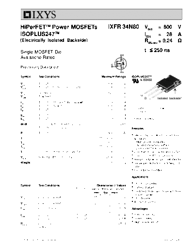 Ixys ixfr34n80  . Electronic Components Datasheets Active components Transistors Ixys ixfr34n80.pdf