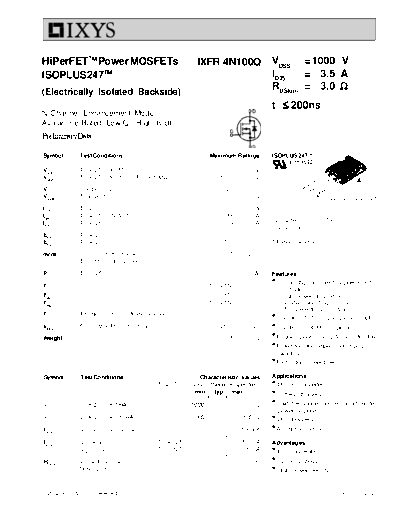 Ixys ixfr4n100q  . Electronic Components Datasheets Active components Transistors Ixys ixfr4n100q.pdf