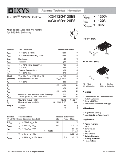 Ixys ixgx120n120b3 ixgk120n120b3  . Electronic Components Datasheets Active components Transistors Ixys ixgx120n120b3_ixgk120n120b3.pdf