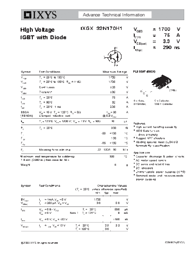 Ixys ixgx32n170h1  . Electronic Components Datasheets Active components Transistors Ixys ixgx32n170h1.pdf