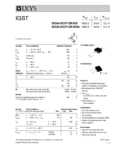 Ixys ixga12n100 ixgp12n100 ixga12n100a ixgp12n100a  . Electronic Components Datasheets Active components Transistors Ixys ixga12n100_ixgp12n100_ixga12n100a_ixgp12n100a.pdf