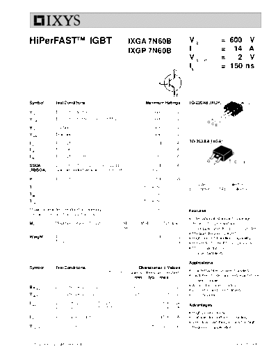 Ixys ixga7n60b ixgp7n60b  . Electronic Components Datasheets Active components Transistors Ixys ixga7n60b_ixgp7n60b.pdf