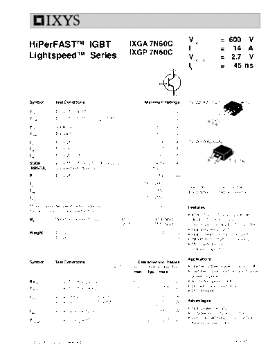 Ixys ixga7n60c ixgp7n60c  . Electronic Components Datasheets Active components Transistors Ixys ixga7n60c_ixgp7n60c.pdf
