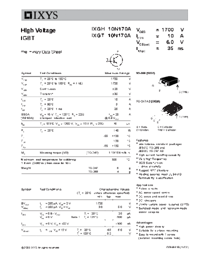 Ixys ixgh10n170a ixgt10n170a  . Electronic Components Datasheets Active components Transistors Ixys ixgh10n170a_ixgt10n170a.pdf