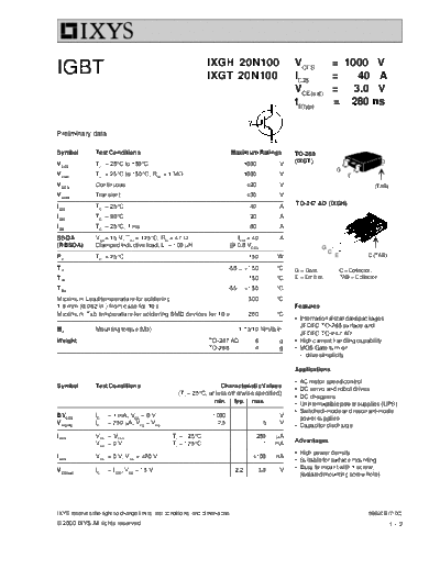 Ixys ixgh20n100 ixgt20n100  . Electronic Components Datasheets Active components Transistors Ixys ixgh20n100_ixgt20n100.pdf