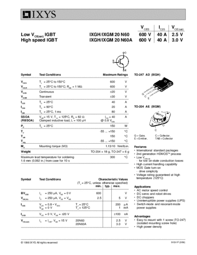 Ixys ixgh20n60-a ixgm20n60-a  . Electronic Components Datasheets Active components Transistors Ixys ixgh20n60-a_ixgm20n60-a.pdf