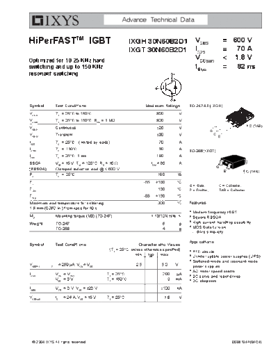 Ixys ixgh30n60b2d1 ixgt30n60b2d1  . Electronic Components Datasheets Active components Transistors Ixys ixgh30n60b2d1_ixgt30n60b2d1.pdf