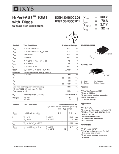 Ixys ixgh30n60c2d1 ixgt30n60c2d1  . Electronic Components Datasheets Active components Transistors Ixys ixgh30n60c2d1_ixgt30n60c2d1.pdf