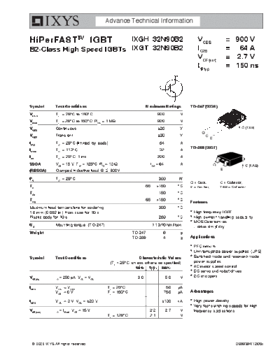 Ixys ixgh32n90b2 ixgt32n90b2  . Electronic Components Datasheets Active components Transistors Ixys ixgh32n90b2_ixgt32n90b2.pdf