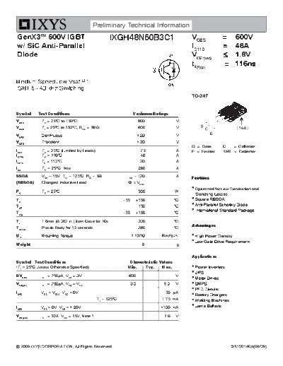 Ixys ixgh48n60b3c1  . Electronic Components Datasheets Active components Transistors Ixys ixgh48n60b3c1.pdf