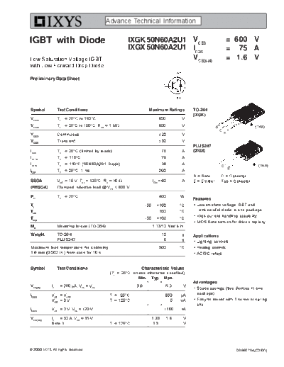 Ixys ixgk50n60a2u1 ixgx50n60a2u1  . Electronic Components Datasheets Active components Transistors Ixys ixgk50n60a2u1_ixgx50n60a2u1.pdf