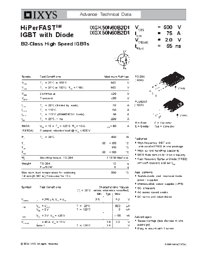 Ixys ixgk50n60b2d1 ixgx50n60b2d1  . Electronic Components Datasheets Active components Transistors Ixys ixgk50n60b2d1_ixgx50n60b2d1.pdf