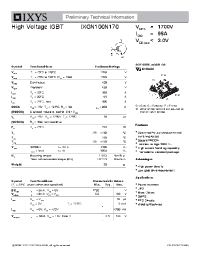 Ixys ixgn100n170  . Electronic Components Datasheets Active components Transistors Ixys ixgn100n170.pdf