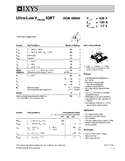 Ixys ixgn60n60  . Electronic Components Datasheets Active components Transistors Ixys ixgn60n60.pdf