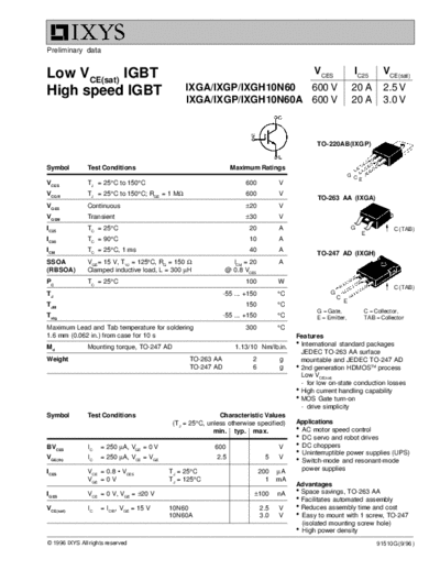 Ixys ixgp10n60-a ixga10n60-a ixgh10n60-a  . Electronic Components Datasheets Active components Transistors Ixys ixgp10n60-a_ixga10n60-a_ixgh10n60-a.pdf