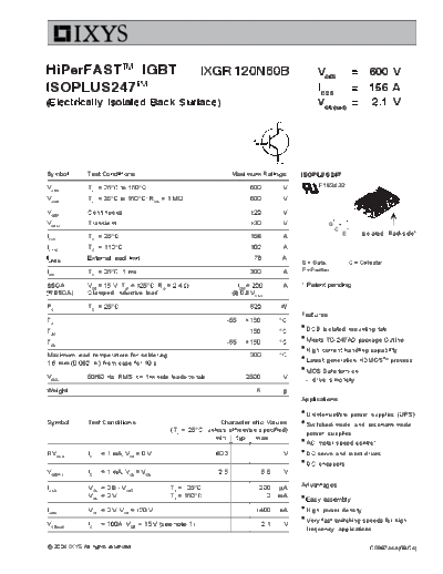 Ixys ixgr120n60b  . Electronic Components Datasheets Active components Transistors Ixys ixgr120n60b.pdf