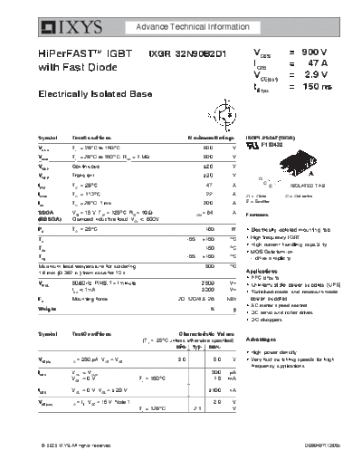 Ixys ixgr32n90b2d1  . Electronic Components Datasheets Active components Transistors Ixys ixgr32n90b2d1.pdf