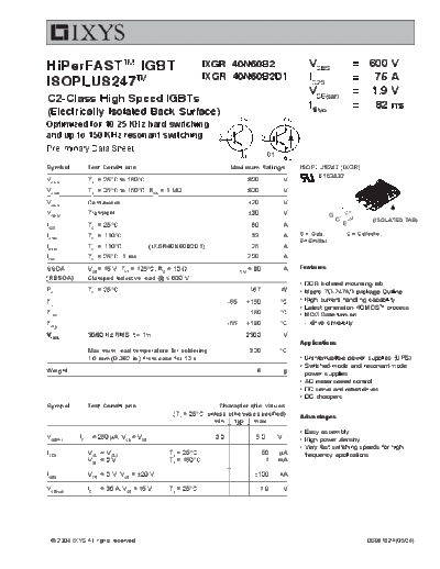 Ixys ixgr40n60b2  . Electronic Components Datasheets Active components Transistors Ixys ixgr40n60b2.pdf